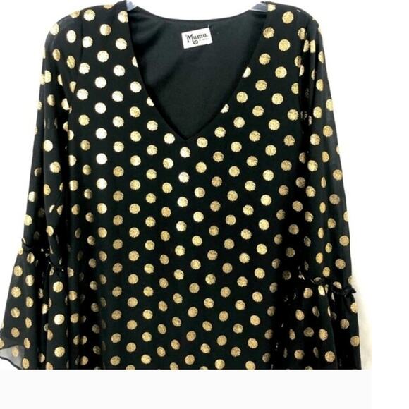 Show Me Your Mumu MARCIA Black and Gold Cosmic Dot Mini Dress - Picture 3 of 8